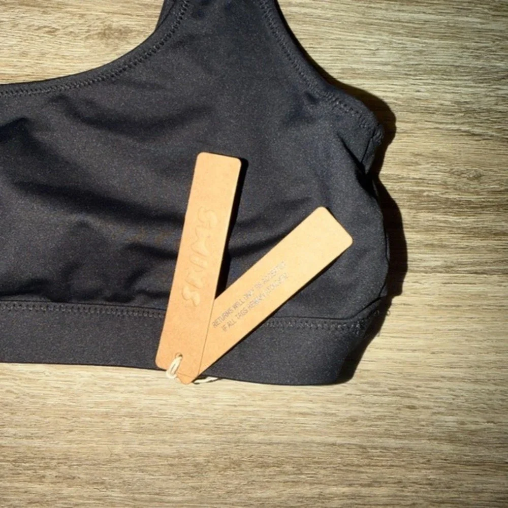 SKIMS‎ Recycled Swim Tank Bikini Top Womens Large Onyx Black NWT